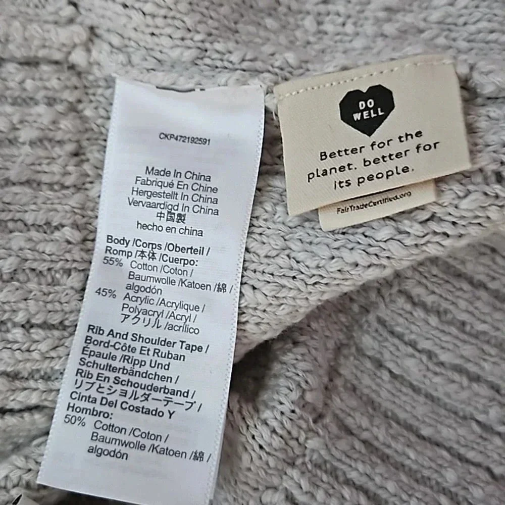 Madewell Cable Knit Tank Top Crop Sweater Light Gray Size‎ M NWT - Picture 6 of 10